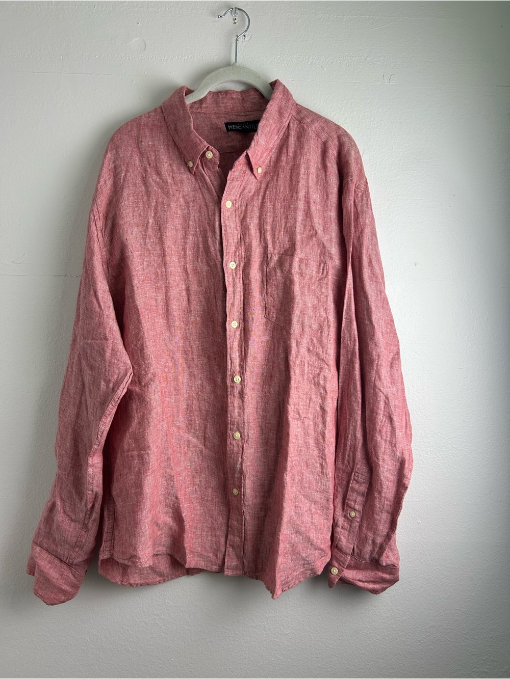 J.Crew Mercantile 100% linen Men's Button-Down Shirt Dusty Pink Size XL